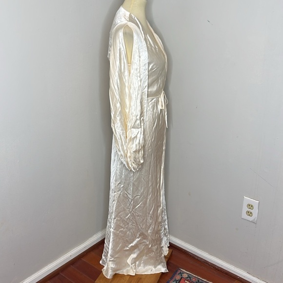 SHONA JOY LA LUNE FULL SLEEVE WRAP MIDI DRESS in CREAM - Picture 8 of 16